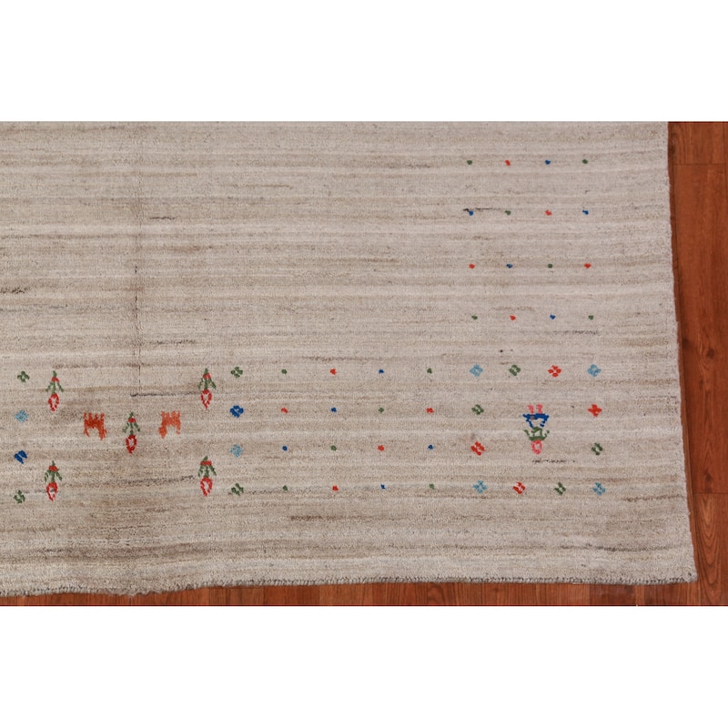 Tribal Gabbeh Oriental Area Rug Hand-Knotted Wool Carpet - 5'9"x 9'0"