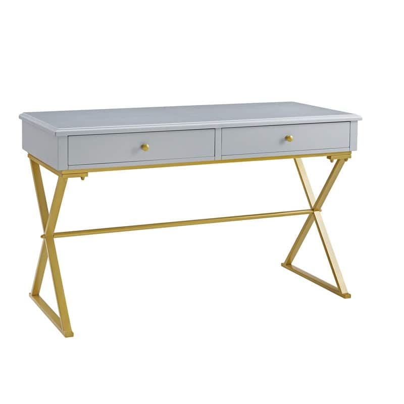 Silver Orchid Lerch Two-Drawer Campaign Desk