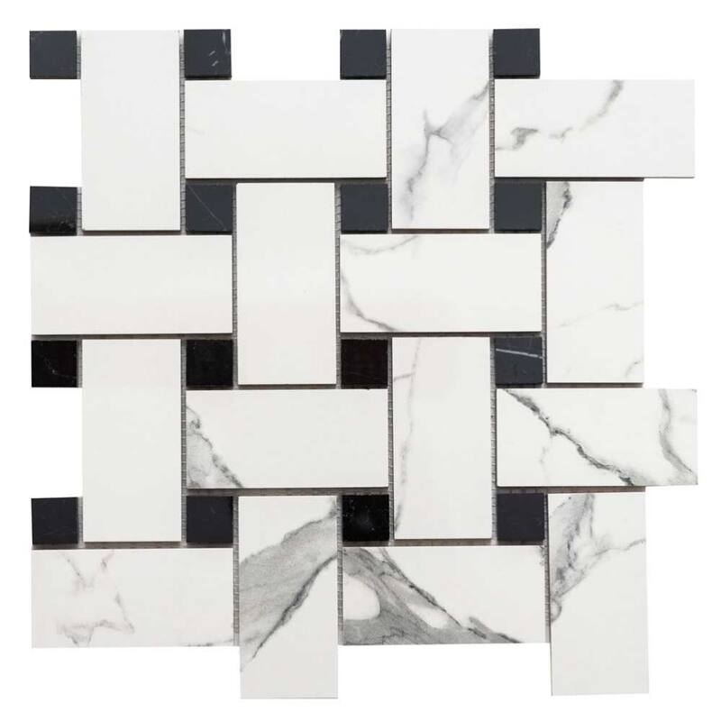 Stately Basketweave 13x13 Porcelain Mosaic Tile - Floor, Wall, Backsplash