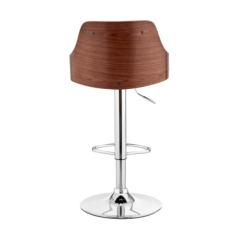 Gray Faux Leather Adjustable Modern Bar Stool - 41" x 19" x 19"