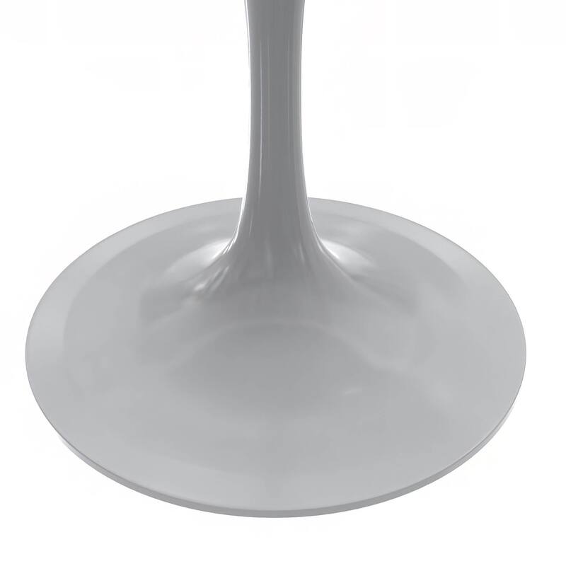 LeisureMod Verve Round Dining Table with White Resin TableTop and White Steel Base for Kitchen & Dining Room
