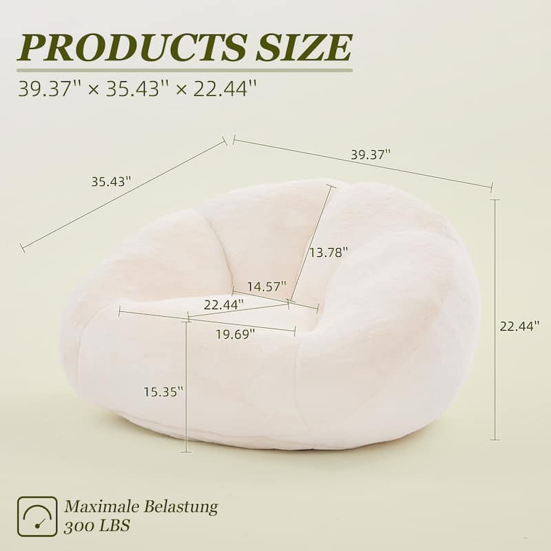 HOMEFUN Fabric Upholstered Oversized Round Comfy Bean Bag Lazy Sofa for Living Room