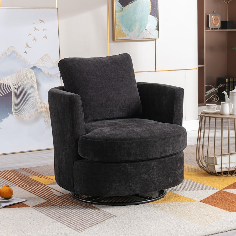Modern Upholstered Swivel Barrel Chair(Set Of 2)