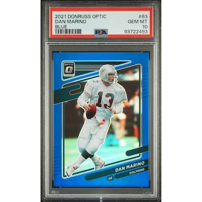 Dan Marino 2021 Panini Donruss Optic Blue Football Card #63 Graded PSA 10 71/179 - 8' x 11'