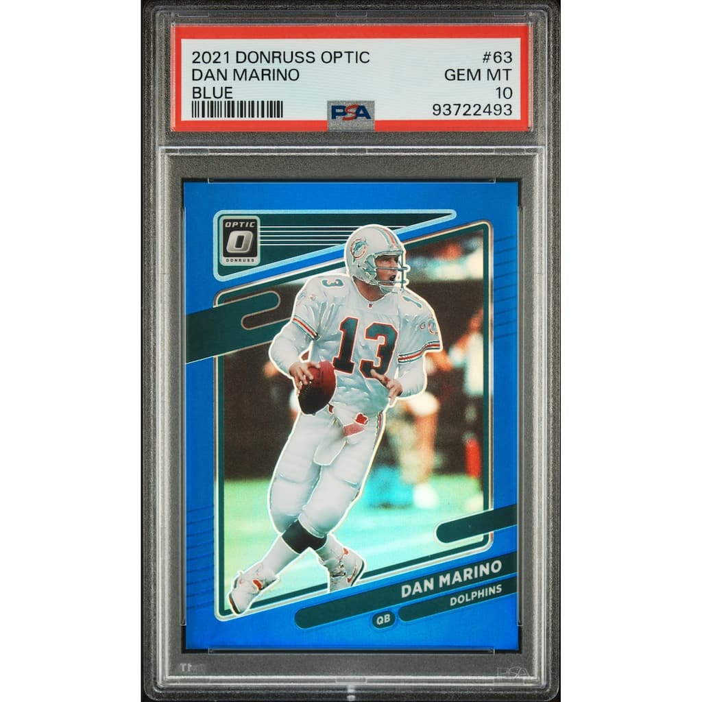 Dan Marino 2021 Panini Donruss Optic Blue Football Card #63 Graded PSA 10 71/179 - 8' x 11'