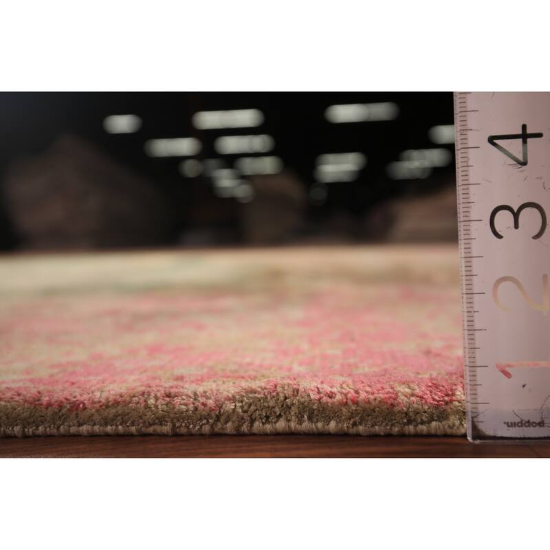 Contemporary Colorful Abstract Indian Rug Hand-Knotted Wool Carpet - 6'7" x 9'10"