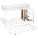 preview thumbnail 16 of 14, Versatile Bed Design Twin Over Full Metal Bunk Bed with Trundle and Lateral Storage Ladder and Wardrobe-White