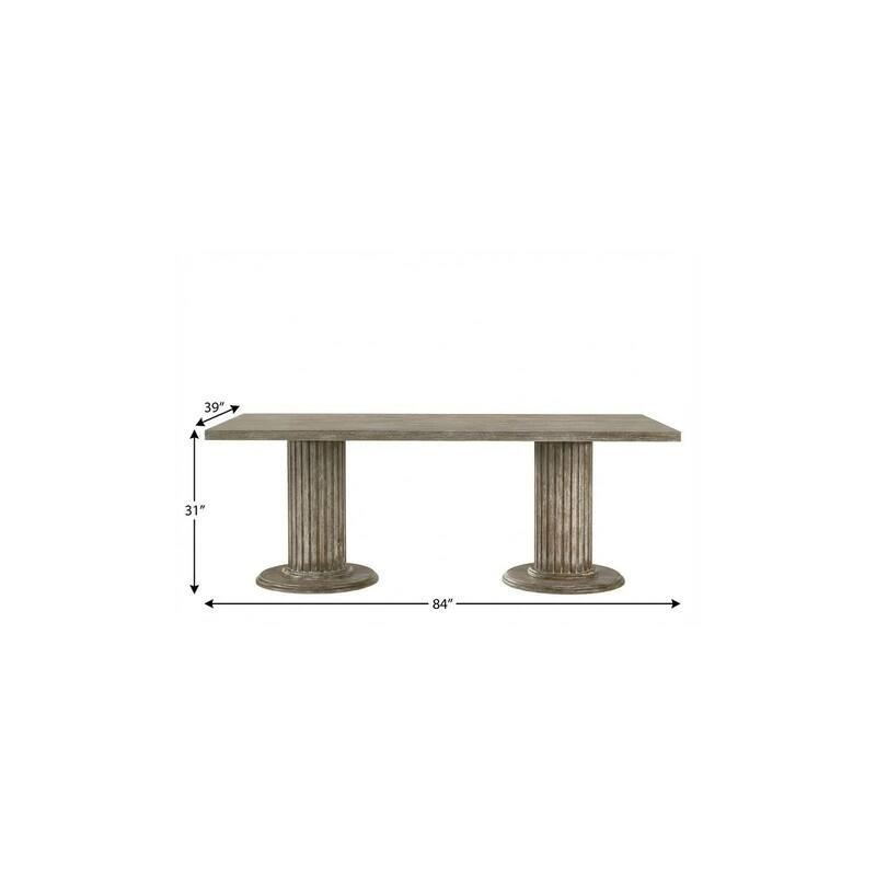 HomeRoots 84" Gray Wood Double Pedestal Base Dining Table - 84.00 in. x 31.00 in. x 39.00 in.