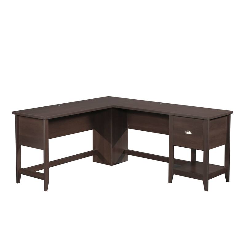 Wood L-Shaped Desk with Durable Surface, Brown