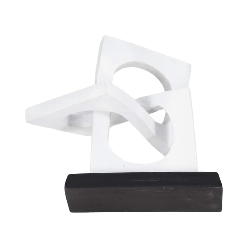 Sagebrook Home 10" Polyresin Links Sculpture in White and Black With Volcano Texture - 10" x 7" x 10"