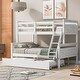 preview thumbnail 1 of 24, Sweden Concise Design Twin over Full Bunk Bed with Built-In Sloping Ladder,Twin Size Trundle Under,Convertible Wooden Bed White