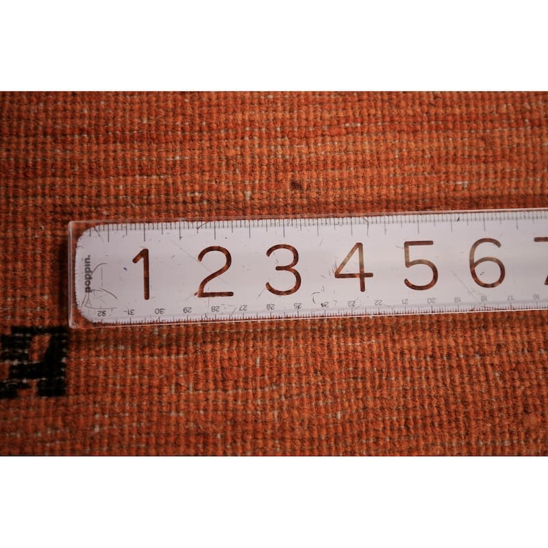 Orange Gabbeh Modern Area Rug Hand-Knotted Bedroom Wool Carpet - 6'6" x 9'7"
