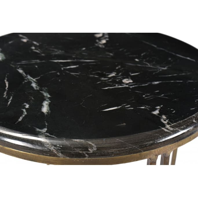 HomeRoots 23" Gold And Black Marble And Iron Round End Table - 23