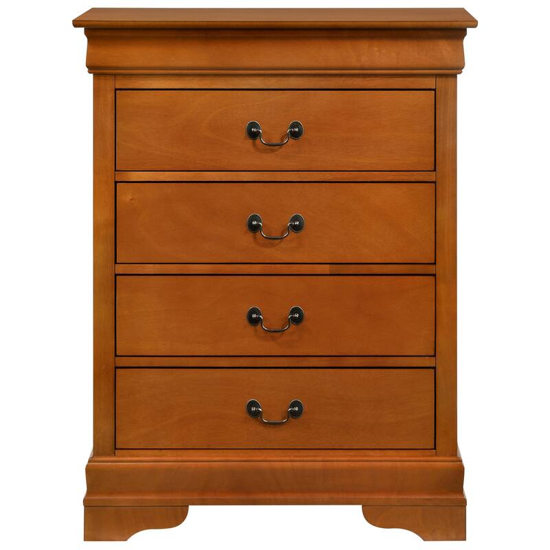 Passion Furniture Louis Phillipe Cherry 4 Drawer Chest of Drawers - 31"L x 16"W x 41"H