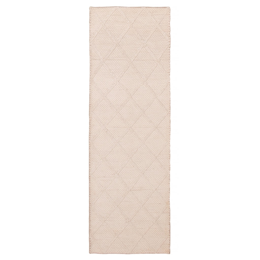 ECARPETGALLERY Braid weave Sienna Cream Wool Rug - 2'4 x 7'6