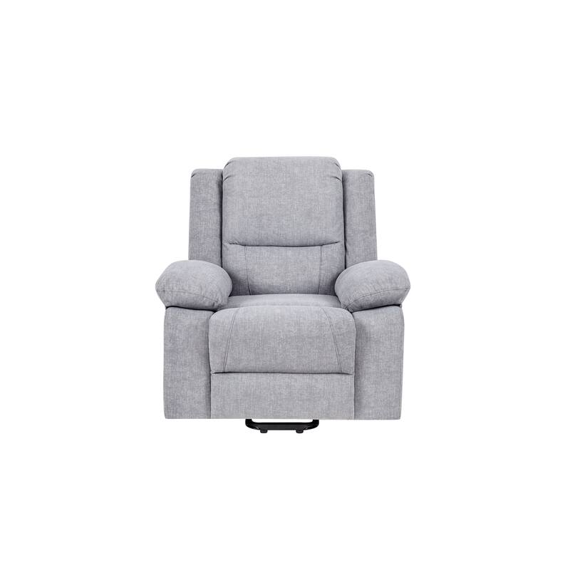 Light Grey Velvet Power Lift Recliner Chair with 8 Massage Points, Lumbar Heating, Storage Pocket
