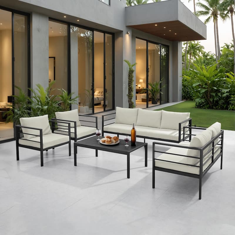 Corvus Gamba 5-piece Outdoor Iron Patio Seating Set with Coffee Table