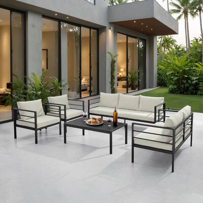Corvus Gamba 5-piece Outdoor Iron Patio Seating Set with Coffee Table
