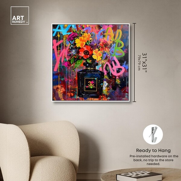 Graffiti Floral Perfume II Canvas Graffiti Art by Art Remedy - Bed