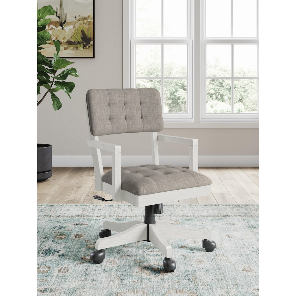 Signature Design by Ashley Robbinsdale White/Gray Home Office Desk Chair - 25"W x 25"D x 37"H