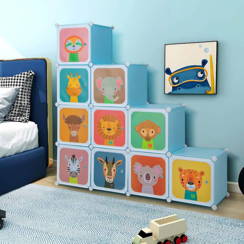 Costway 12-Cube Kids Wardrobe Baby Dresser Bedroom Armoire Clothes