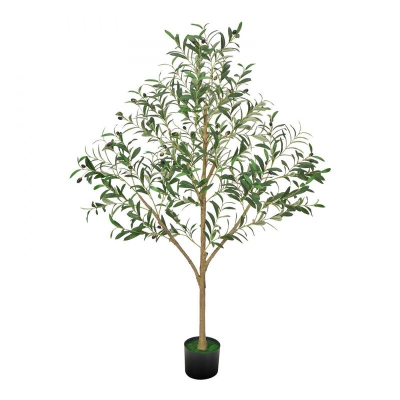 5 ft Artificial Olive Tree with 42 Fruits and 720 Lifelike Leaves Flexible Branches for Home - 28.74 x 28.74 x 60.63 in