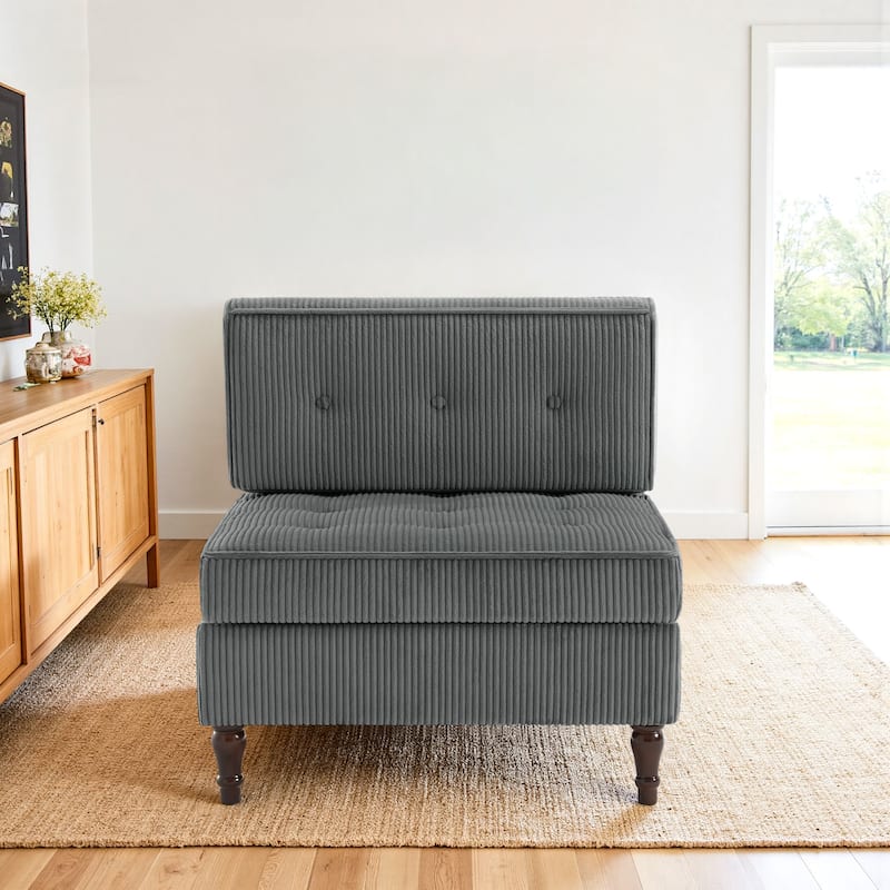 32.57" W Upholstered Corduroy Armless Accent Chair