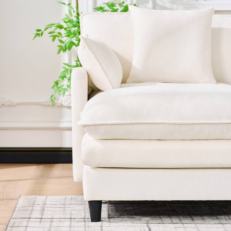 140.9" U-shaped Cashmere Modular Sectional Sofa with 2 Movable Ottomans