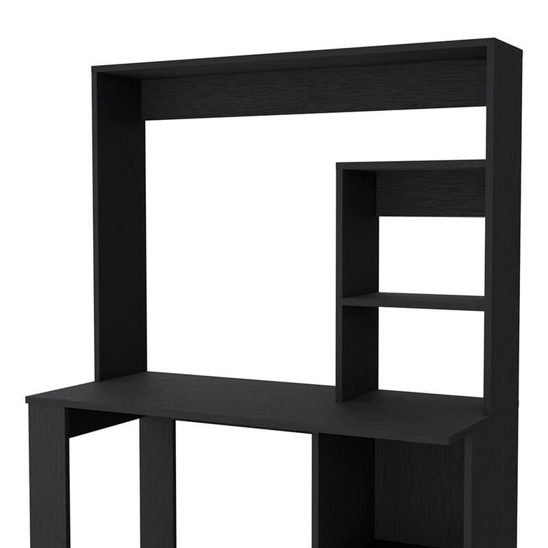 Palisades Computer Desk with Hutch and Storage Shelves White And Black