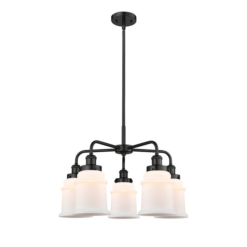 Innovations Lighting Canton - 5 Light 24" Stem Hung Chandelier - Matte White/Matte Black