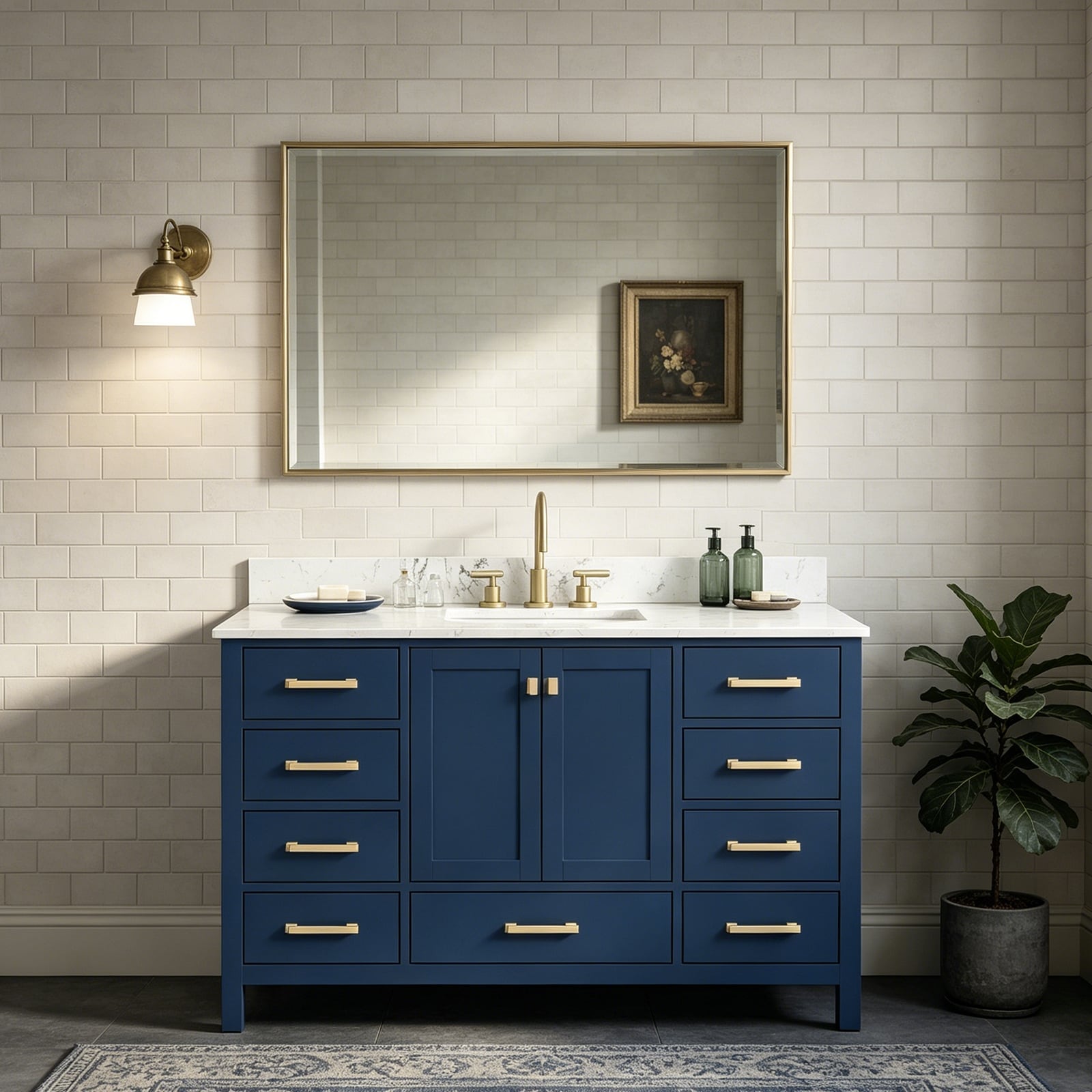 Serora 42 in. 48 in. 54 in. Deep Blue Bathroom Vanity with Top