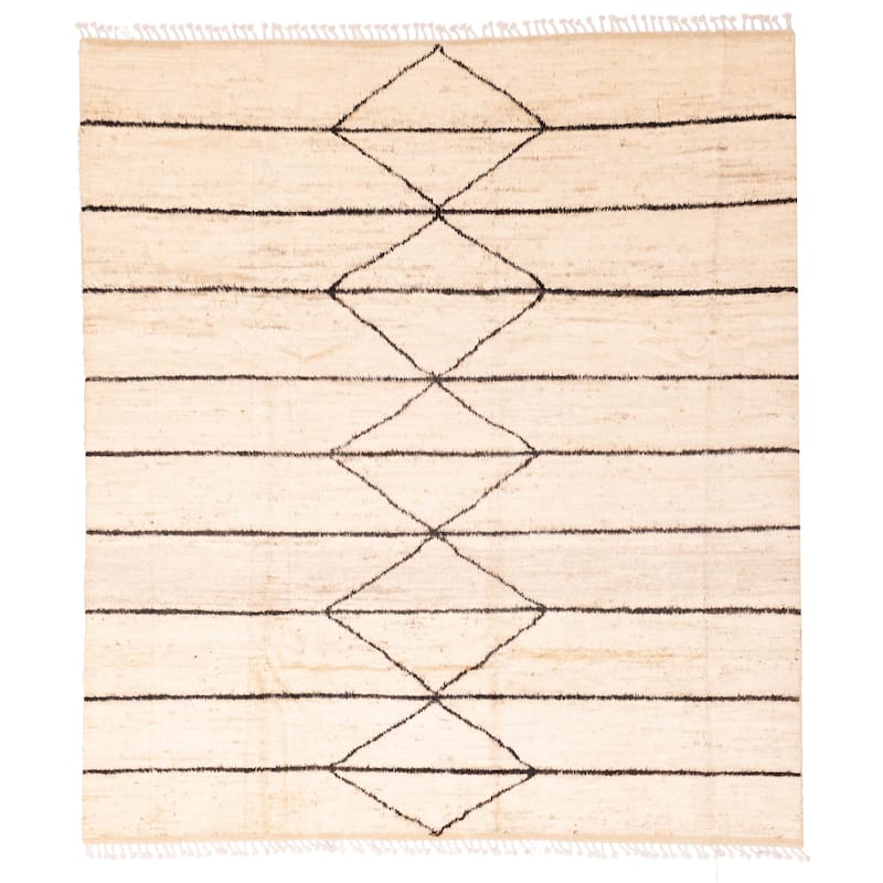 ECARPETGALLERY Hand-knotted Pak Finest Marrakesh Cream Wool Rug - 8'9 x 9'6