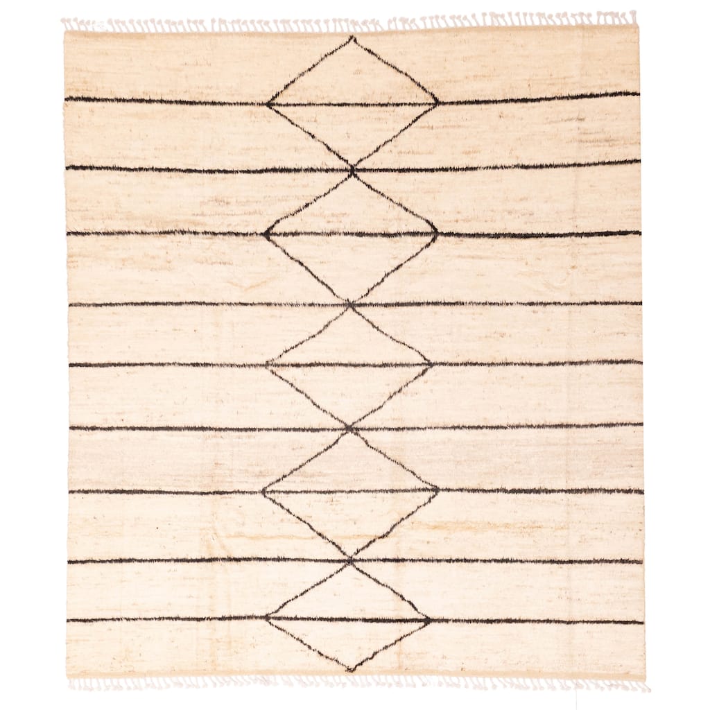 ECARPETGALLERY Hand-knotted Pak Finest Marrakesh Cream Wool Rug - 8'9 x 9'6