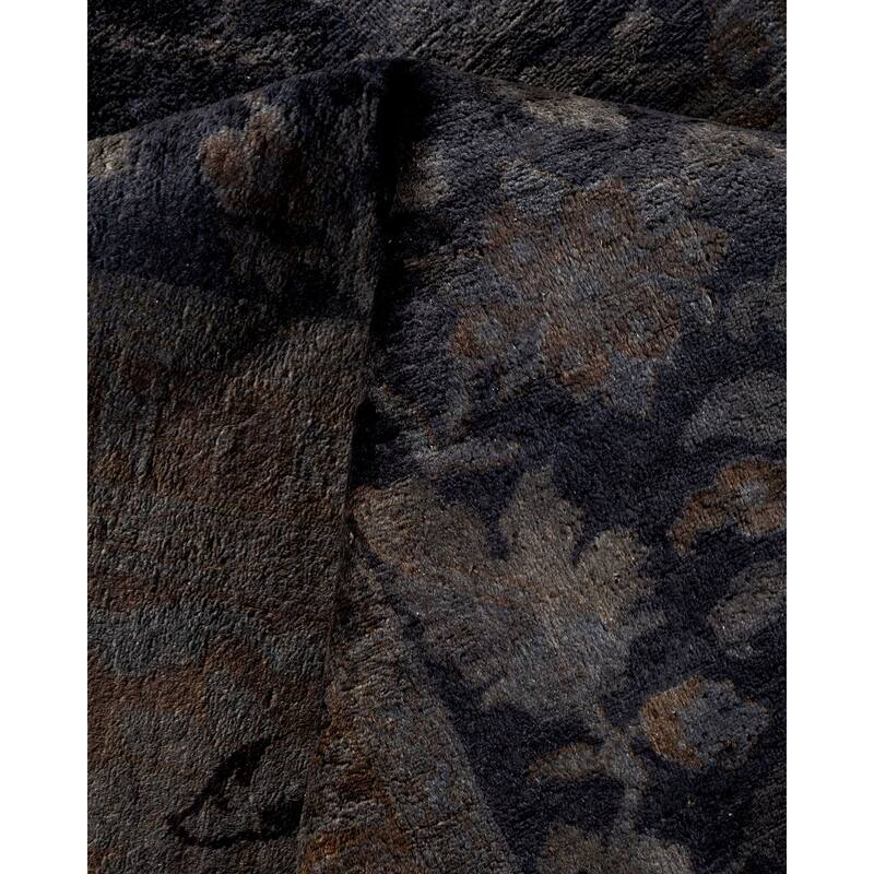 Overton Hand Knotted Wool Vintage Inspired Modern Contemporary Overdyed Gray Area Rug - 9' 1" x 11' 7"