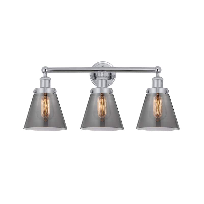 Innovations Lighting 616-3W-10-25 Cone Vanity Cone 3 Light 25" Wide - Polished Chrome / Plated Smoke