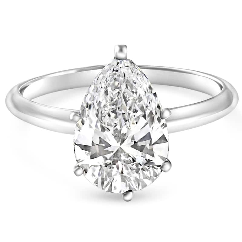 Bliss Diamond Certified 1.50Ct Pear Shape Diamond Solitaire Engagement Ring Gold Lab Grown - 6.5 - Yellow