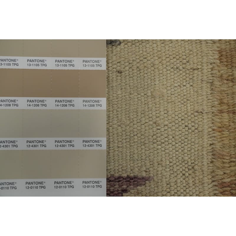 Hand Woven Oriental 100% Wool Carpet Southwestern Tribal Beige & Ivories Kilim Area Rug - 6' 11'' X 5' 0''