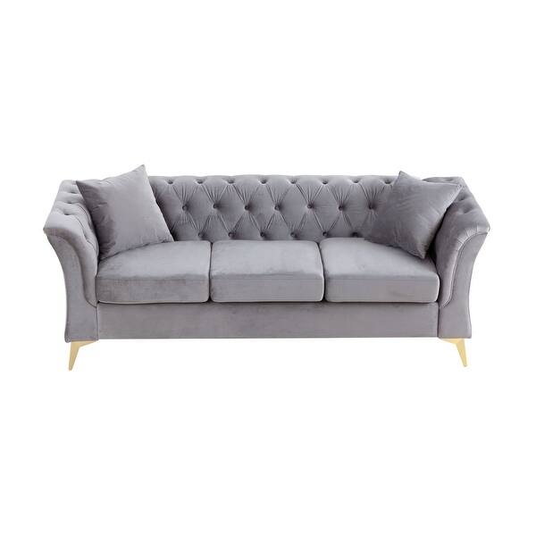 Modern Chesterfield Curved Sofa Tufted Velvet Couch 3 Seat Button Tufed ...