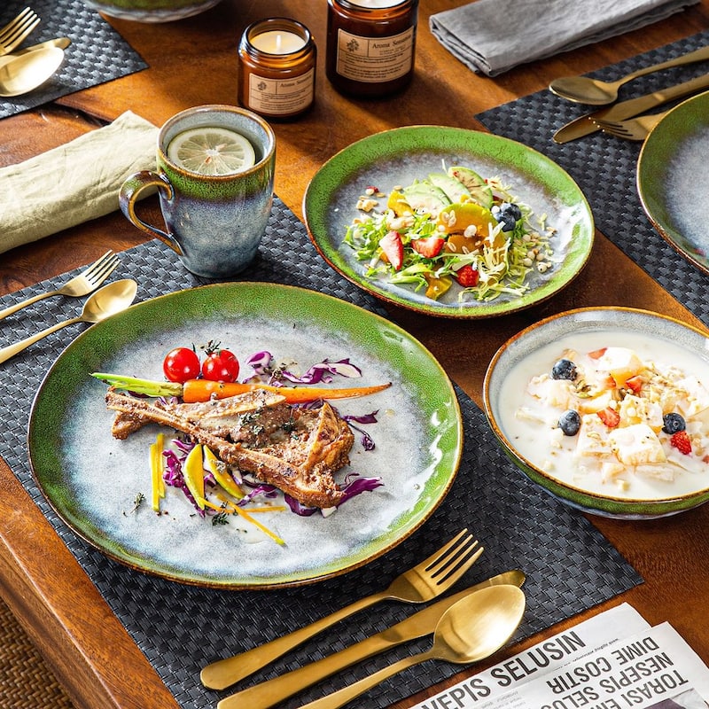 vancasso Starry Flambe Glaze Vintage 16-Piece Dinnerware Set