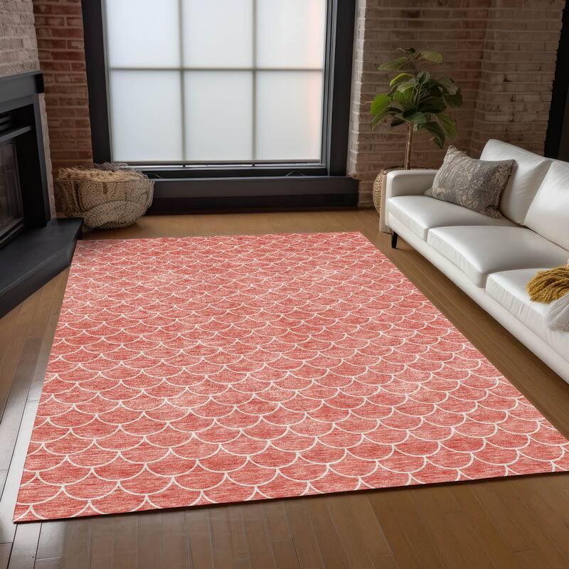 Machine Washable Indoor/ Outdoor Chantille Modern Geo Rug