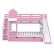 preview thumbnail 14 of 34, Full Over Full Castle Style Bunk Bed Kids Bed with 2 Drawers 3 Shelves and Slide Kids Furniture, Blue