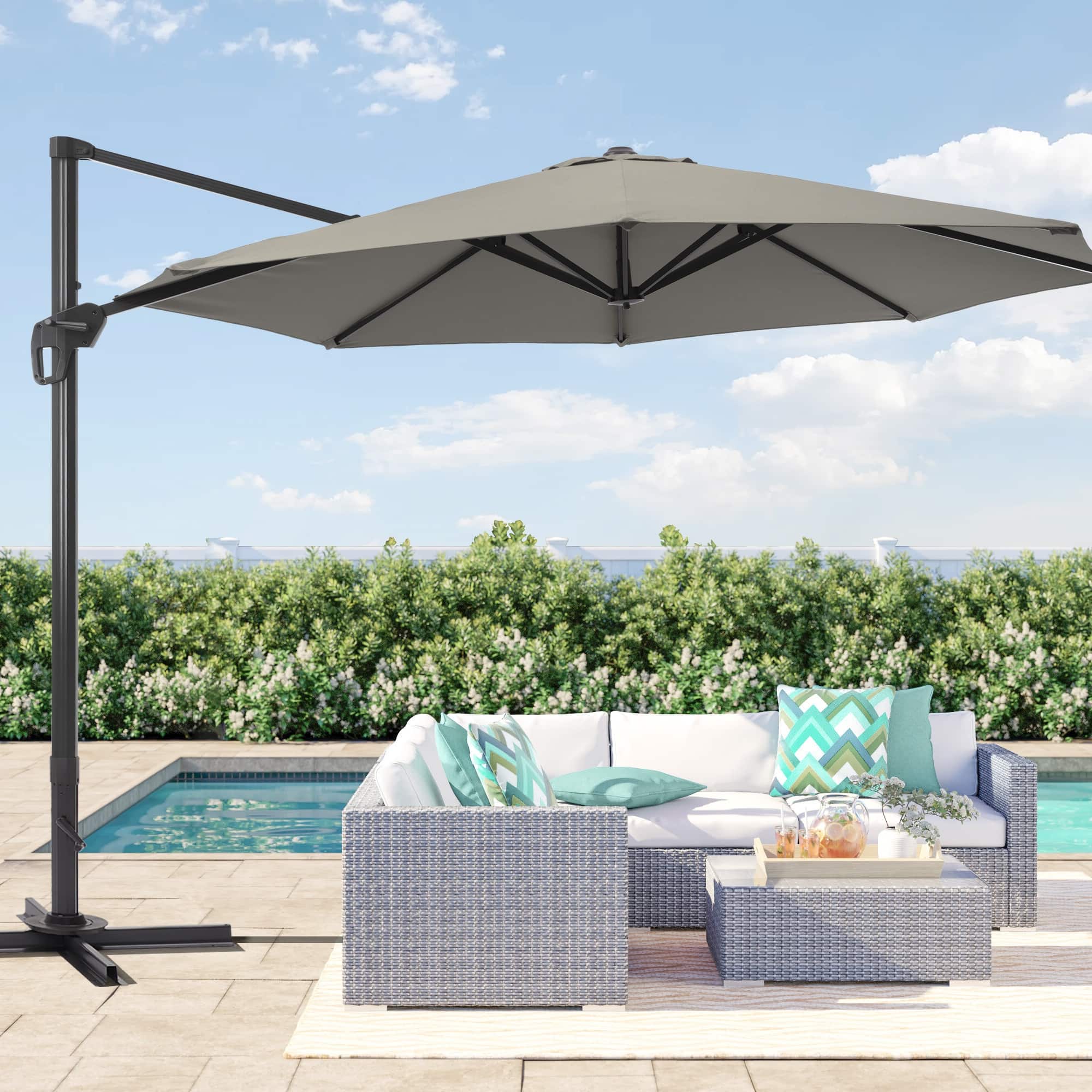 boracay patio umbrella Tangkula 6Ft Thatched Umbrella, Outdoor Tropical Hawaiian Tiki with Carrying Bag, Tilt Design for Patio Garden Poolside (Natural) : Patio, Lawn & Garden 43.98lbs umbrella Net weight LIVOOSUN 11Ft Cantilever Patio Umbrella,Offset