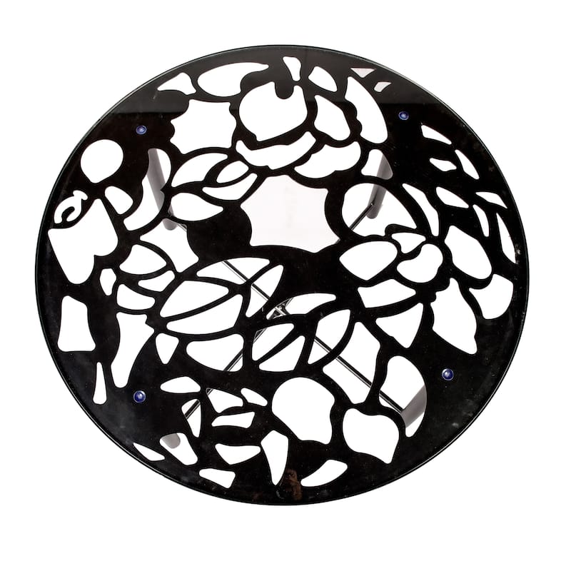 48 in. Round Outdoor Dining Table in Aluminum with Tempered Glass Tabletop - 47.25 x 47.25