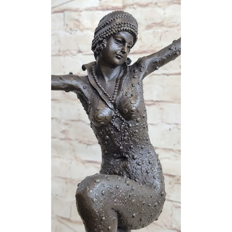 Art Deco Dancer Flapper Russian Ballet Girl Chiparus Bronze Statue Sculpture 21 Inches X 13 Inches