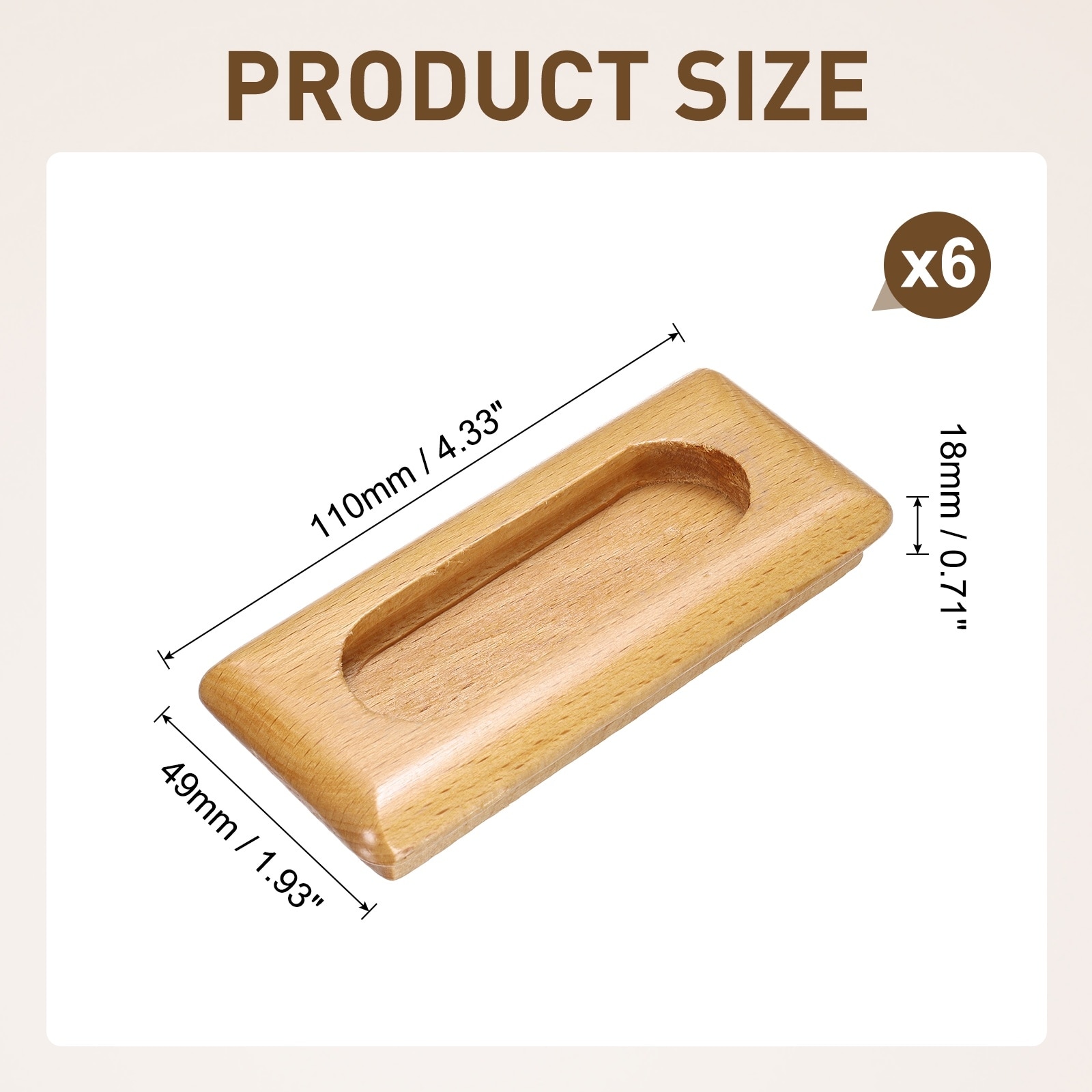 Wood Recessed Concealed Handle Door Pulls Painted Rectangle