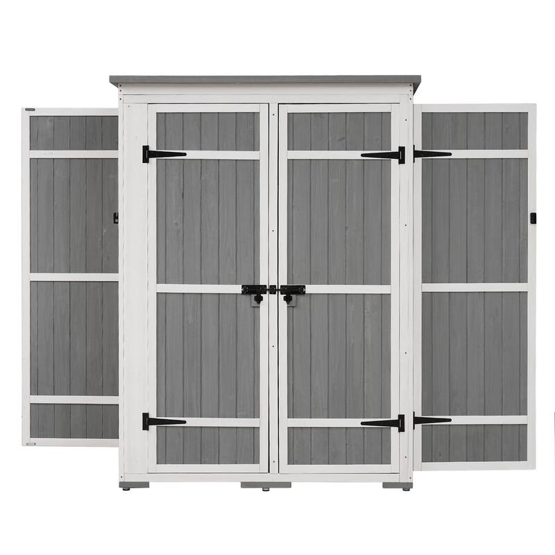 Nestfair Outdoor Garden Tool Cabinet with Waterproof Roof and 4 Doors