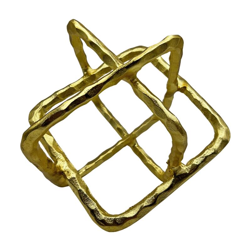 Decorative Handmade Aluminum 9 inch Square Sculpture in Gold - 9 x 9 x 9 in