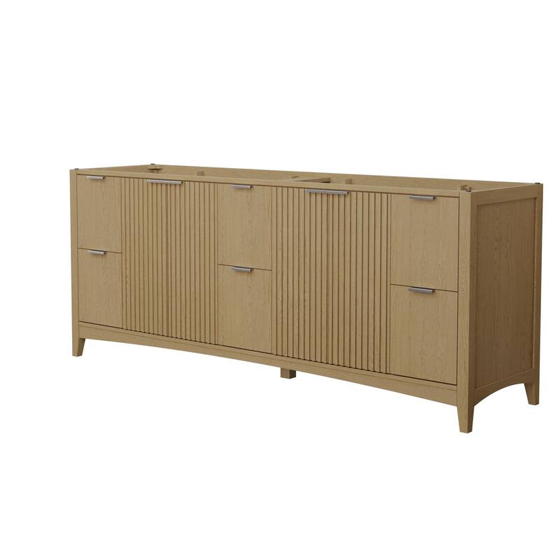 Wyndham Collection WCF9191-84D-CXSXXMXX Palmilla 84" Double Free - Natural Oak / Brushed Nickel Hardware