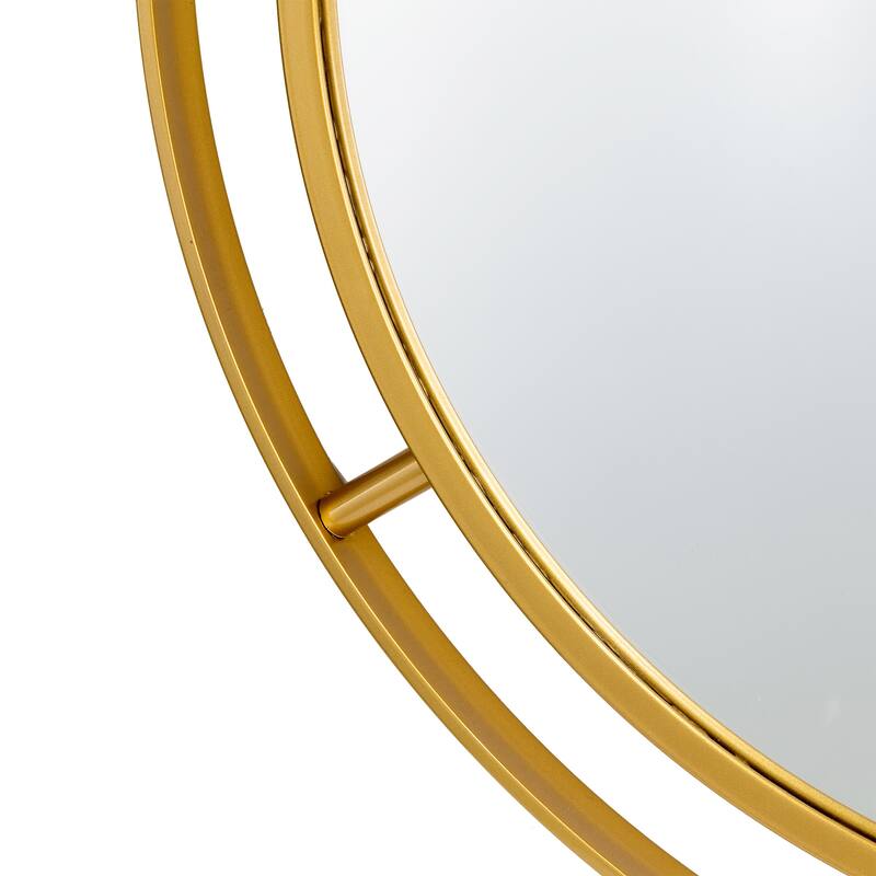 Glitzhome 24-inch Modern Deluxe Round Gold Decorative Wall Mirror