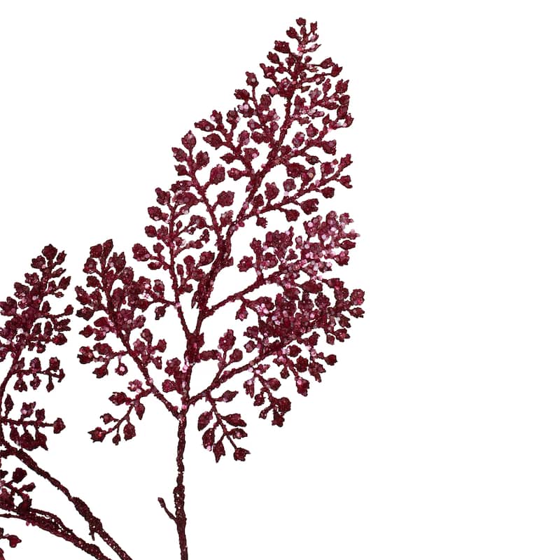 Glittered Leaves Artificial Christmas Spray - 18" - Deep Pink